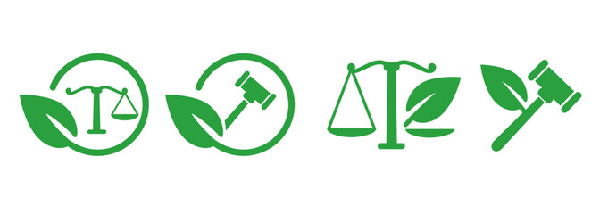 Environmental law justice legislation related to green eco sustainable environment protection climate change icon