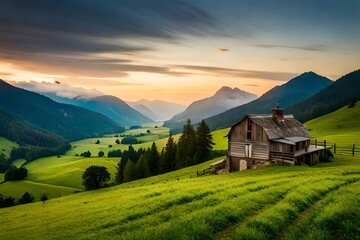 Obraz premium mountain village in the mountains generated Ai.