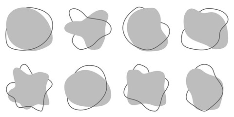 液体シェイプ　抽象的な形　モノクロ　グレー　見出し　フレーム 　セット