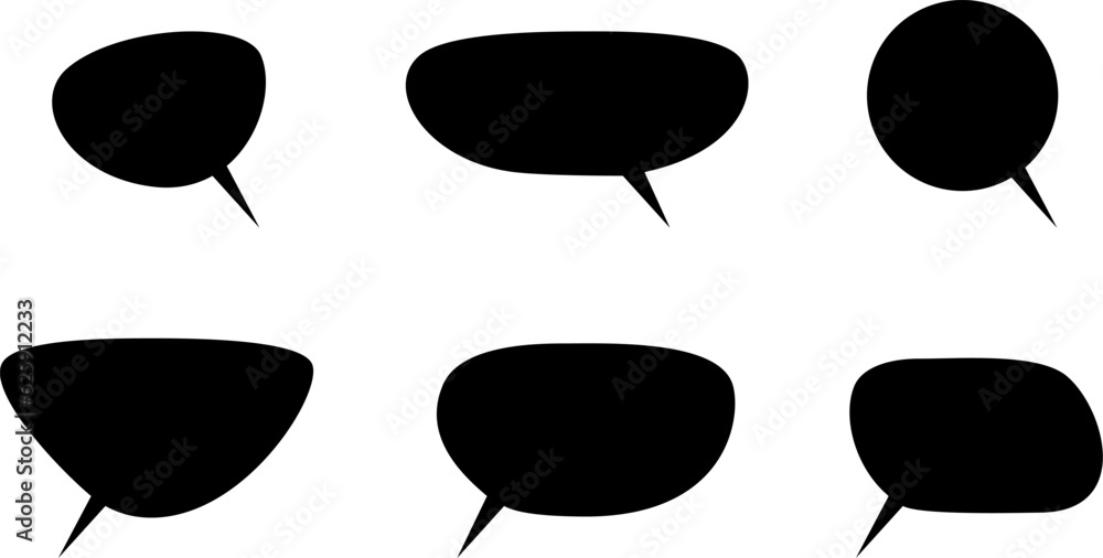 Poster blank black speech bubble cloud message symbol element icon set with empty space for text. vector im