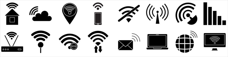 Signal icon vector set. Wi Fi illustration sign collection. Connection symbol or logo.