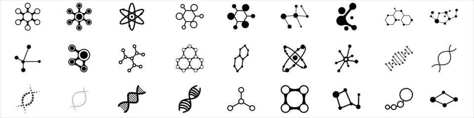 Molecules icon vector set. Chemistry illustration sign collection. Molecules symbol or logo.