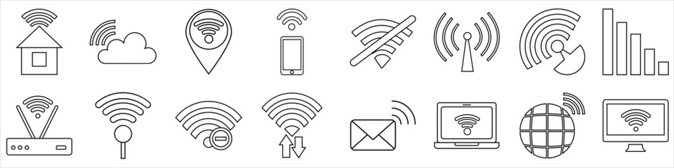 Signal icon vector set. Wi Fi illustration sign collection. Connection symbol or logo.
