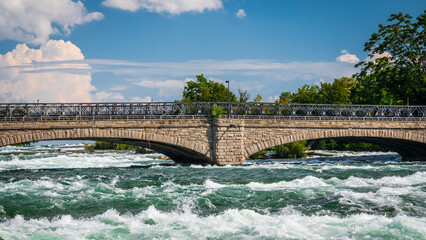 A bridge over the American Rapids at Niagara Falls, USA.