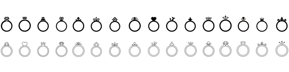Ring icon vector set. Wedding illustration sign collection. Jewel symbol. Gem logo.