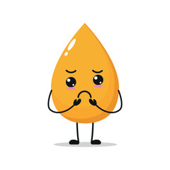 Fototapeta premium Cute gloomy gold drop character. Funny sad urine cartoon emoticon in flat style. urine emoji vector illustration