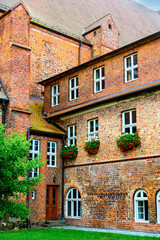 View of the facade of a historic building in Salzwedel, Germany.