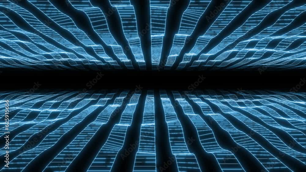 Poster high tech retro background animation, futuristic retro grid animation background. abstract wire fram