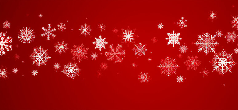 Vibrant Red Winter Wonderland with Snowflakes and Stars, Generative AI