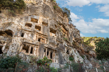 Amyntas Rock Tombs at ancient Telmessos, in Fethiye Turkey