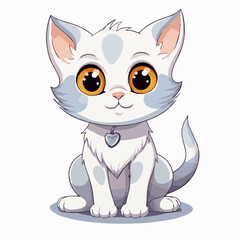 Obraz premium cat cartoon clipart vector white background