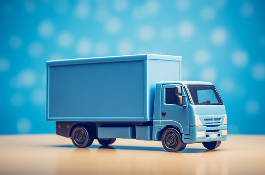 Close-Up of Toy Truck on Blue Table: Captivating Generative AI Image