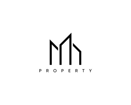 Real estate logo design concept. Building logo. Modern apartment, palace, architecture, construction, skyscrapers, cityscape, residence, property logo design template.