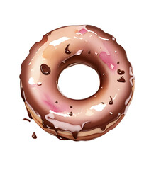 watercolor chocolate donut clipart digital 