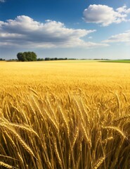 A landscape of a wheat field. Illustration generated ai