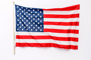 American Flag on Pole Against White Background, Generative AI
