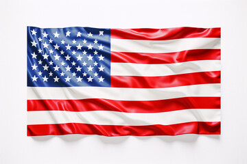 Patriotic American Flag Waving Proudly on White Background, Generative AI