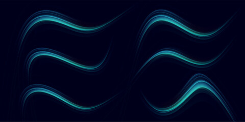 Blue, purple, neon multicolored glowing swirl. The effect of moving at the speed of light. Easy trail. Shiny wavy path. Vector.	