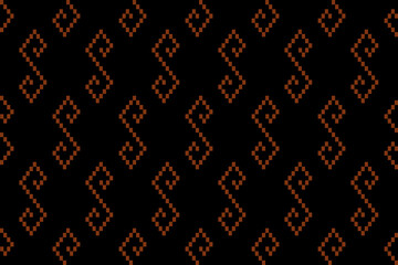 Nature vintages cross stitch traditional ethnic pattern paisley flower Ikat background abstract Aztec African Indonesian Indian seamless pattern for fabric print cloth dress carpet curtains and sarong