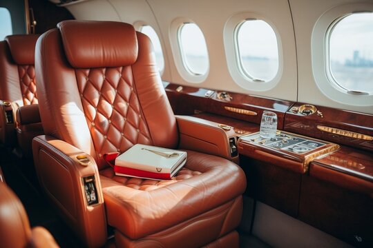 Luxurious Private Jet Interior. Generative AI