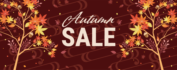 秋の紅葉のセール背景フレーム1