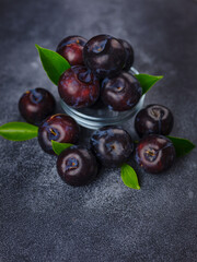 Sweet plums on dark background