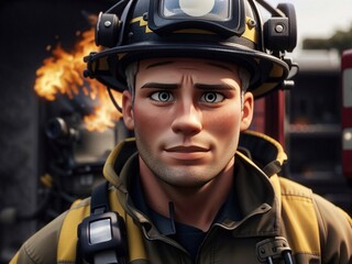 Firefighter in helmet | Portrait - Generative AI