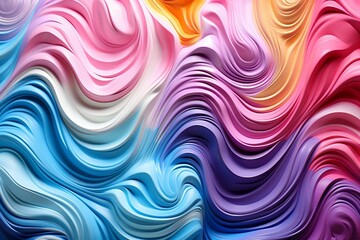 Swirling Ice Cream Texture in Rainbow Colors. Generative AI