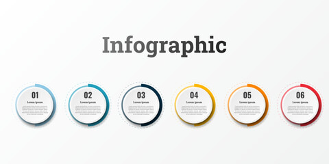 Infographic that reports about the workflow in each step with a total of 6 topics.