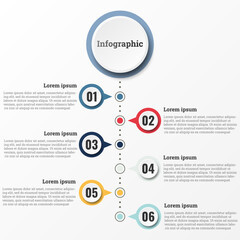 Fototapeta premium Infographic that reports about the workflow in each step with a total of 6 topics.