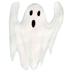 Watercolor illustration, spooky ghost isolated on white background. Element for magic products, Halloween, cards ect.