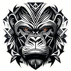 Gorilla head vector tribal tattoo black and white © $ilverBoy