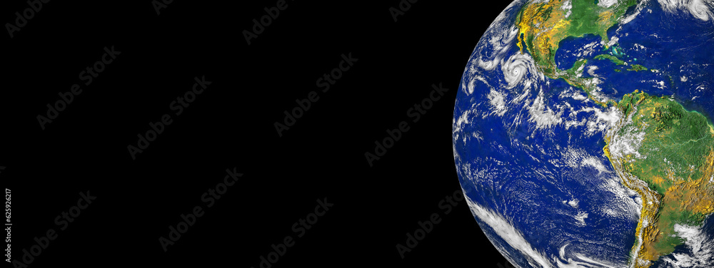 Canvas Prints planet earth globe from space isolated on black background banner or header with copy space.