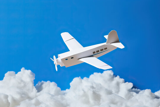 Paper airplane in the blue sky. Created using generative AI tools