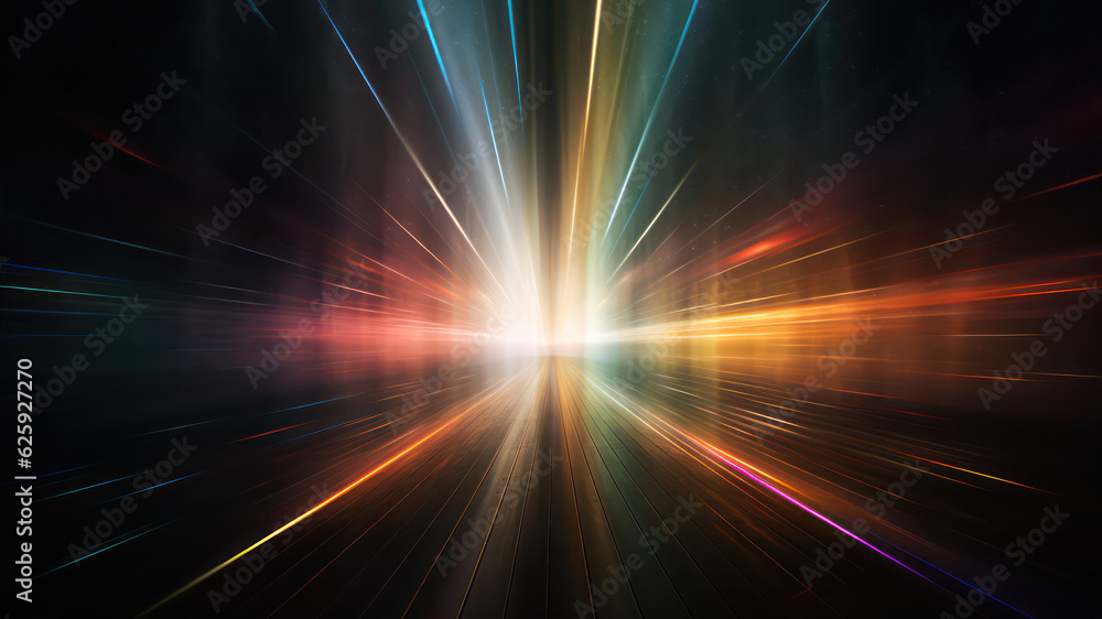 Poster abstract background with speed lines and bokeh, rays of light
