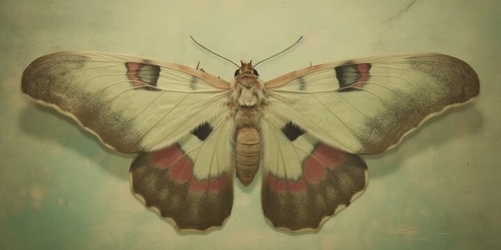 AI Generated. AI Generative. photo realistic illustration of A macro of a rare beautiful lunar moth view from top above