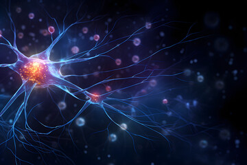 dark background of brain neurons