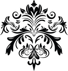 Vintage damask baroque ornament with floral retro antique style. Acanthus pattern foliage swirl design element wedding decoration. Isolated element.