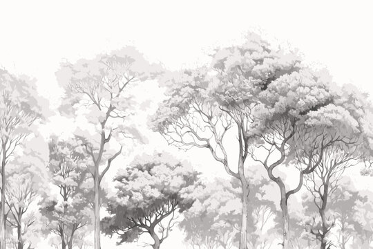 collection of trees vector, tree, nature, silhouette,