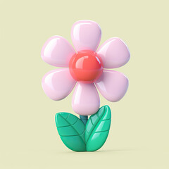Cute 3D Balloon Sensation Flower Model,pink rose flower,a white and pink flower with green leaves