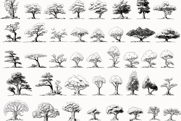 collection of trees vector