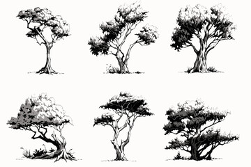 collection of trees vector