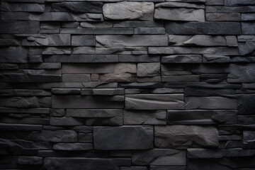 Black stone wall generative AI