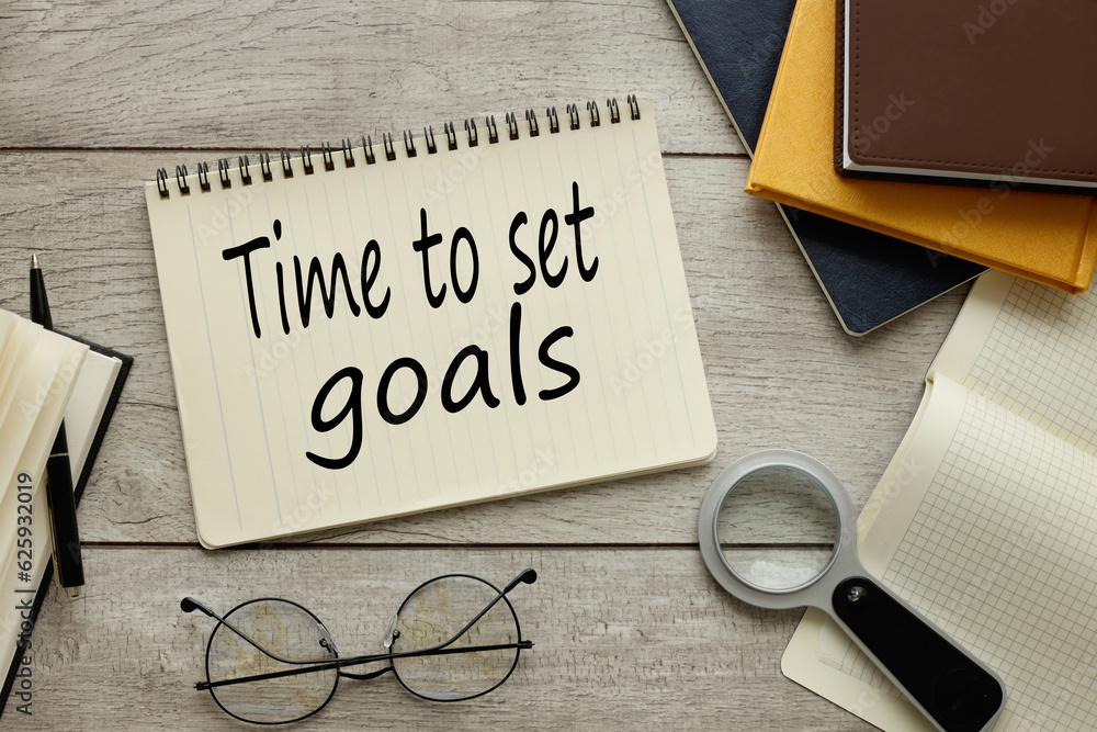 Poster text time to set goals paper with text near clear stickers net working capital