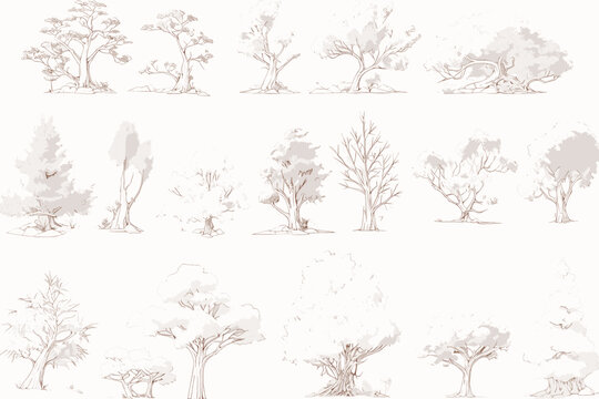 set of black and white trees © Elements Design