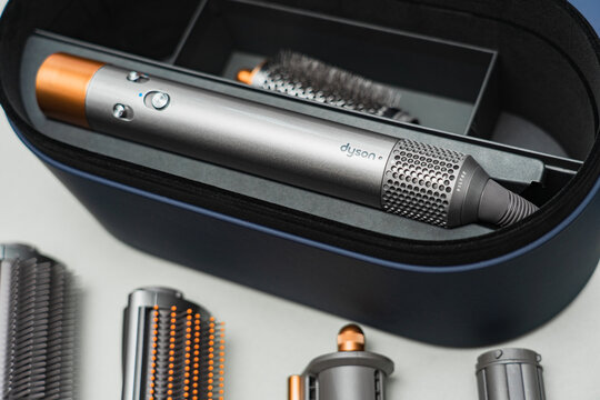 Estonia, Tallinn June 2, 2023.  Luxury hair dryer and Dyson airwrap hair straightener, close-up photo.