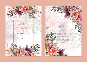 Vector illustration of a beautiful floral frame for Wedding, anniversary, birthday and party. Design for banner, poster, card, invitation and scrapbook