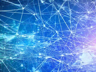 Digital art with blue background with white lines