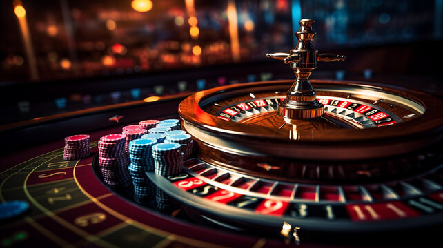 high contrast image of casino roulette in motion Generative AI