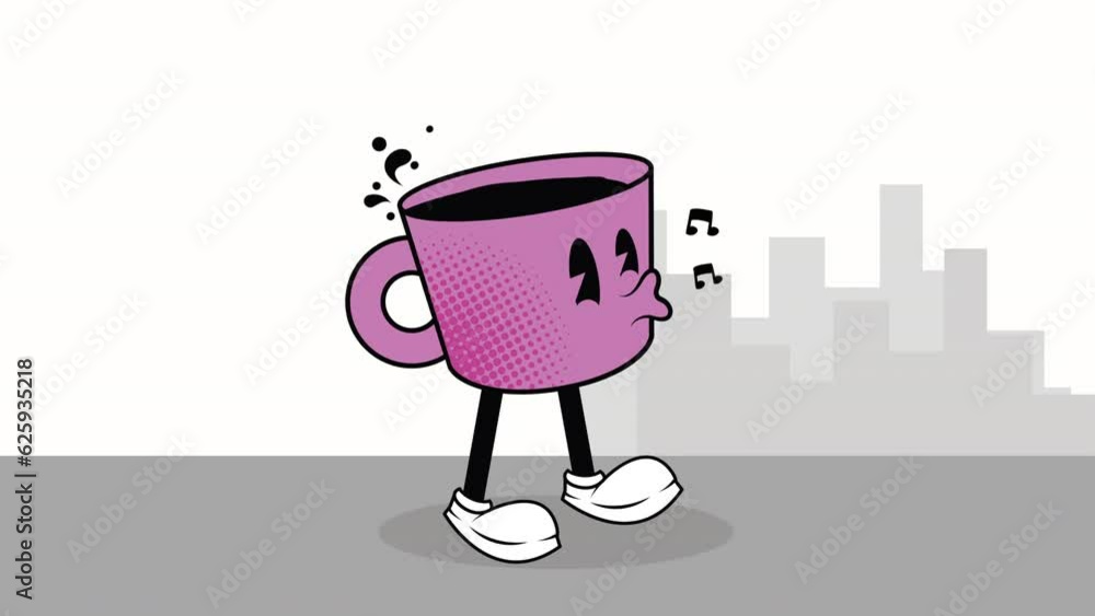 Sticker coffee drink kawaii style character animation